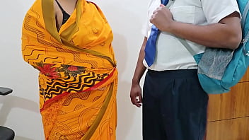 Teacher using college boy