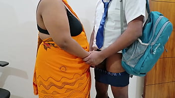 Teacher using college boy