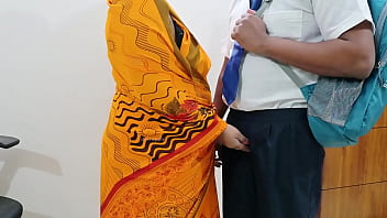 Teacher using college boy