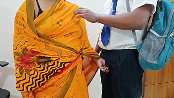 Teacher using college boy