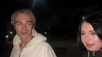 Blowjob to a stranger after a walk with cum in throat