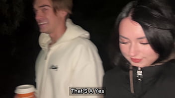 Blowjob to a stranger after a walk with cum in throat