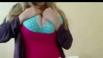 Cute busty curvy teen tease on webcam