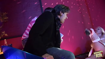 Hot chicks get some anal fun in a club