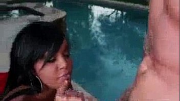 Oiled black girl fucked by long white dick