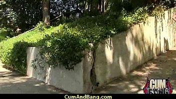 Black slut used for blowjobs by a group of white men 27