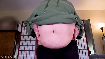 Worship my soft jiggly belly squeezing dropping and bouncing to make this chubby belly ripple clara crisp shows off soft round belly