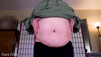 Worship my soft jiggly belly squeezing dropping and bouncing to make this chubby belly ripple clara crisp shows off soft round belly