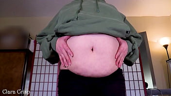 Worship my soft jiggly belly squeezing dropping and bouncing to make this chubby belly ripple clara crisp shows off soft round belly