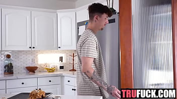 Dick in apple basket