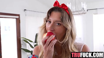 Dick in apple basket