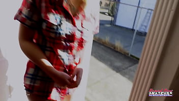 Petite busty blonde annie archer masturbates with a sex toy and gives a bj