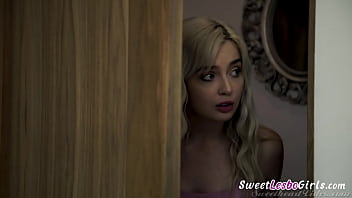 Watch lusty and horny blondie lesbians kiss and lick each other