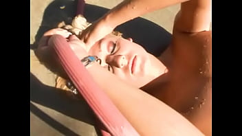 Chloe chanel cute 19 yo blonde poolside solo with water hose