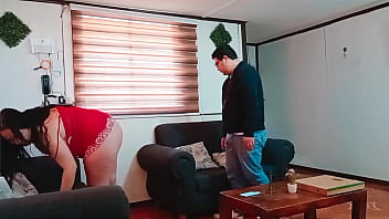 A housewife fucks a pizza delivery man because her husband didn't give her money to pay for the service