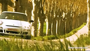 Alexis gives boyfriend handjob and blowjob in car before a titty fuck