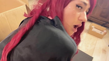 Cat girl shows her ass and anal hole close up young sexy fetish redhead