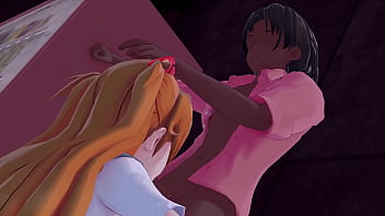 Redhead asuka sucking a bbc in alleyway