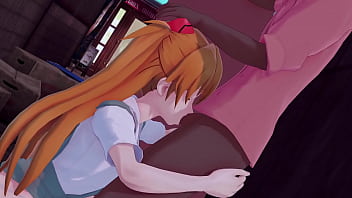 Redhead asuka sucking a bbc in alleyway