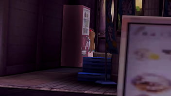 Redhead asuka sucking a bbc in alleyway