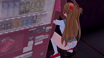 Redhead asuka sucking a bbc in alleyway