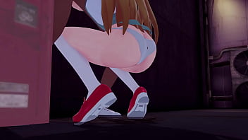 Redhead asuka sucking a bbc in alleyway