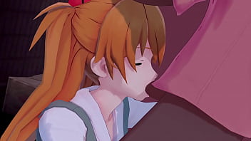 Redhead asuka sucking a bbc in alleyway