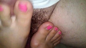 Lazy footjob from my wife