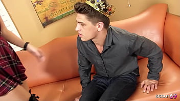 Blonde beauty teen with pigtails and glasses pick up and talk to fuck her first whitezilla monster cock at casting