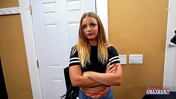 Skinny brunette stella 2 masturbates and sucks a hard big boner to eat cum