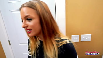 Skinny brunette stella 2 masturbates and sucks a hard big boner to eat cum