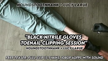 Black nitrile gloves toenail clipping session