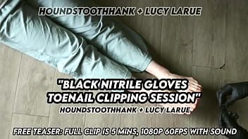 Black nitrile gloves toenail clipping session