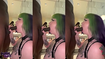 Goth pawg sucking & riding monster bbc footjob finish