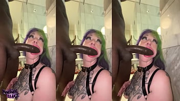 Goth pawg sucking & riding monster bbc footjob finish
