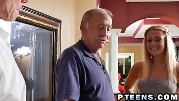 Lovely teen pleased by old guys