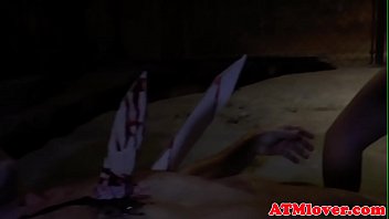 Assfetish babe sucks vampire cock