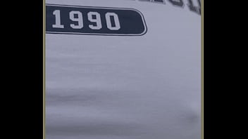 Milf exercises outdoors with no bra