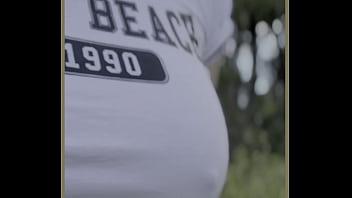 Milf exercises outdoors with no bra