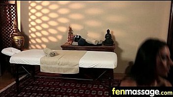 Deepthroat blowjob from big tits massage girl 11