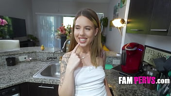 Step daughter sucks stepdad's cock while wife's away