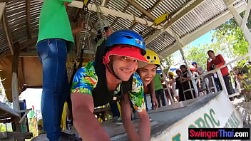 Big butt asian gf fucked from behind after a day out in an adventure park