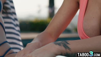 Big boobed latin cougar licked by the pool outdoor