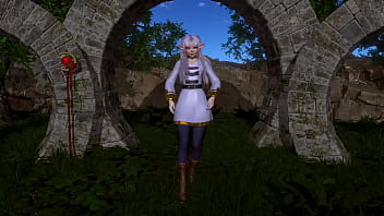 Frieren teen sexy dance beautifully in the forest