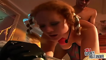 Audrey gags as eric’s dick pounds her gaping asshole