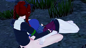 Rin kaenbyou plays with miyako yoshika in the myouren temple cemetery futanari