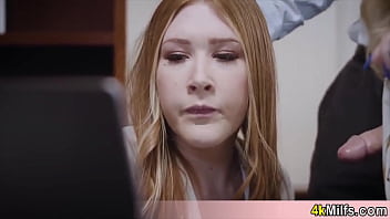 Horny boss having two pussies offered