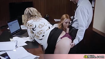 Horny boss having two pussies offered