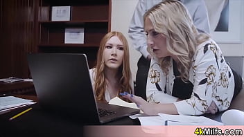 Horny boss having two pussies offered