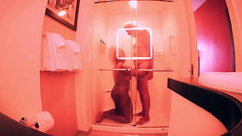 Enjoying a shower in my waikiki hotel room